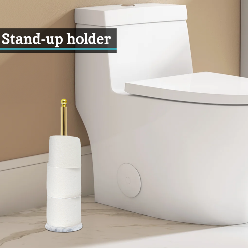 Gold Kitchen Roll Holder with Marble Base | Delphine