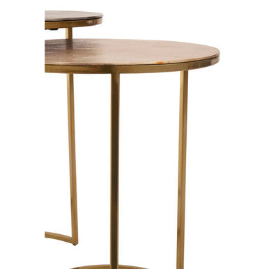 Amira Gold and Zinc Finish Set of 2 Nesting Tables