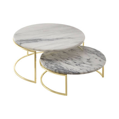 Set of 2 White Marble Cake Stands | Delphine
