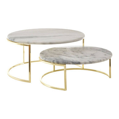 Set of 2 White Marble Cake Stands | Delphine