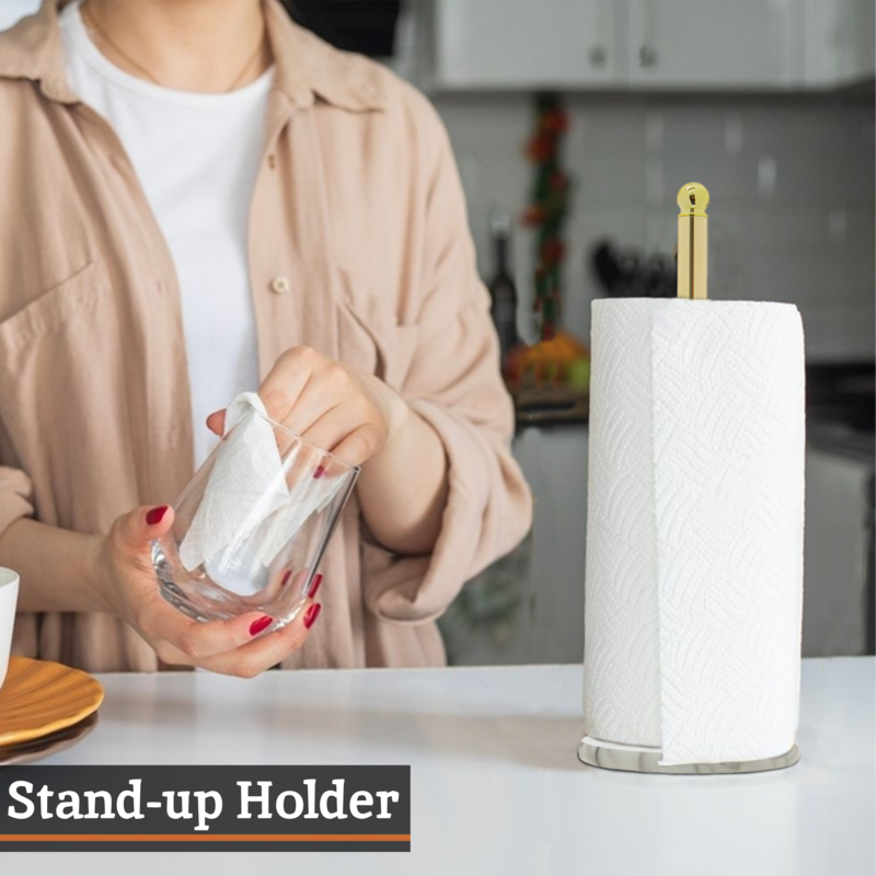 Gold Kitchen Roll Holder with Marble Base | Delphine