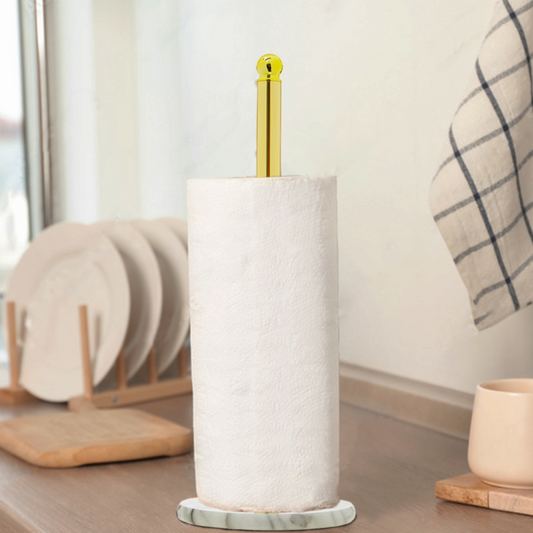 Gold Kitchen Roll Holder with Marble Base | Delphine