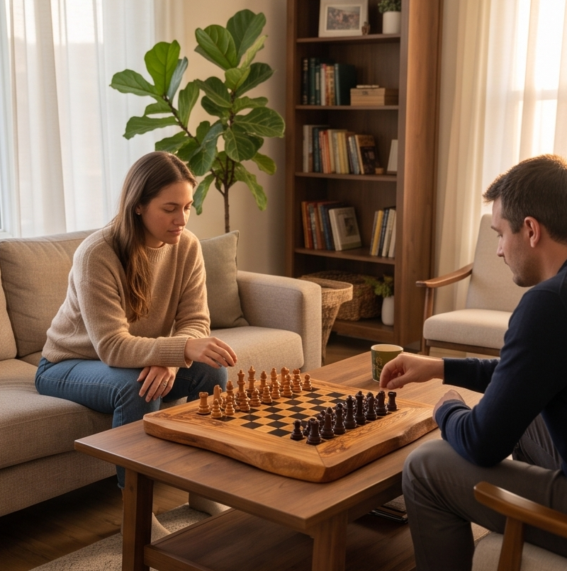 Handcrafted Olive Wood Chess Set – Premium Flat Wooden Chess Board (Multiple Sizes Available)