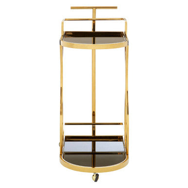 Novo Black Glass and Gold Finish 2 Tier Trolley