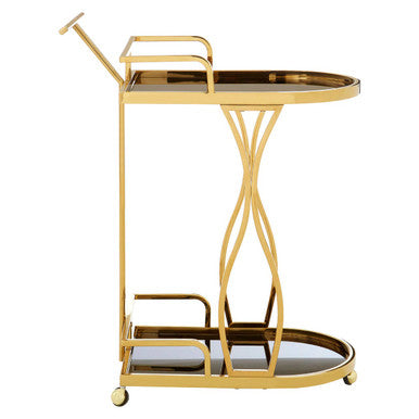 Novo Black Glass and Gold Finish 2 Tier Trolley