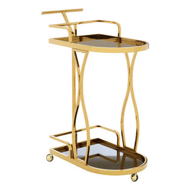 Novo Black Glass and Gold Finish 2 Tier Trolley