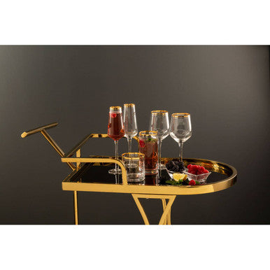 Novo Black Glass and Gold Finish 2 Tier Trolley
