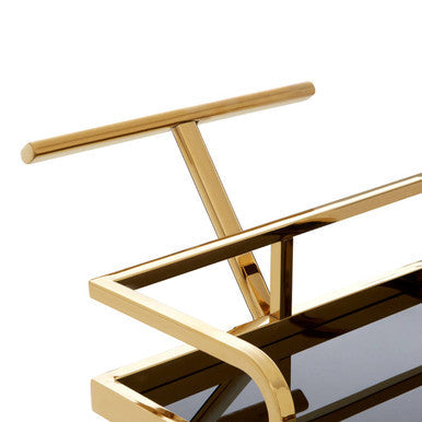 Novo Black Glass and Gold Finish 2 Tier Trolley