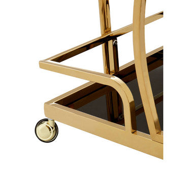 Novo Black Glass and Gold Finish 2 Tier Trolley