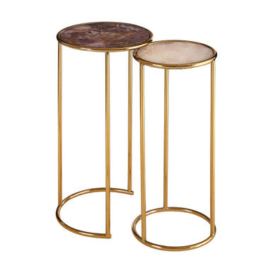 Vita Amethyst and Gold Finish Set of 2 Nesting Side Tables