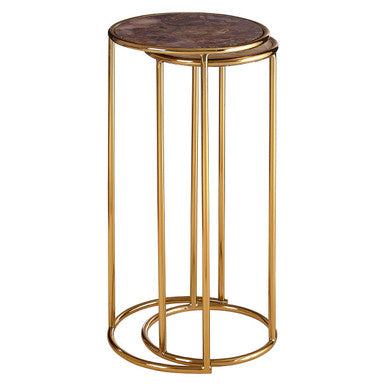 Vita Amethyst and Gold Finish Set of 2 Nesting Side Tables
