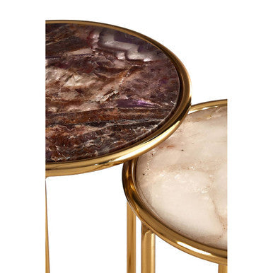 Vita Amethyst and Gold Finish Set of 2 Nesting Side Tables