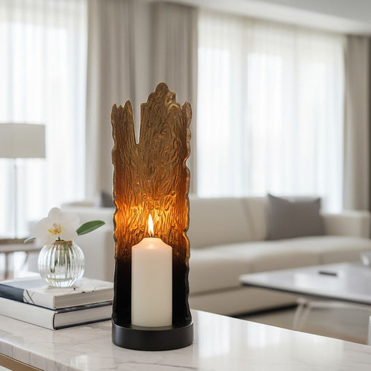 Black and Gold Finish Large Ombre Candle Holder | Deomali