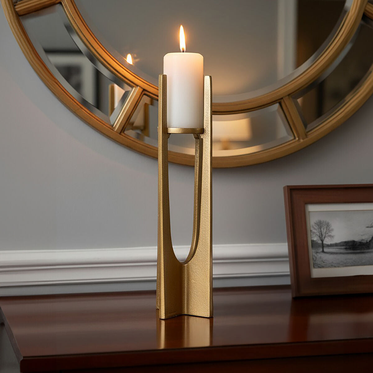 Large Gold Finish Candle Holder | Dante