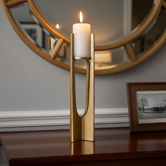 Large Gold Finish Candle Holder | Dante