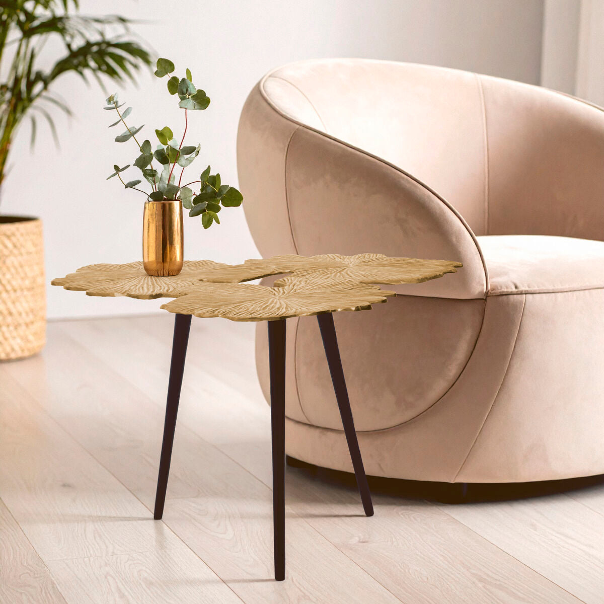 Prato Gold Finish Gingko Large Side Table