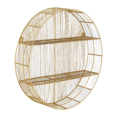Enzo Gold Finish Wire Round Wall Shelf