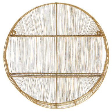 Enzo Gold Finish Wire Round Wall Shelf