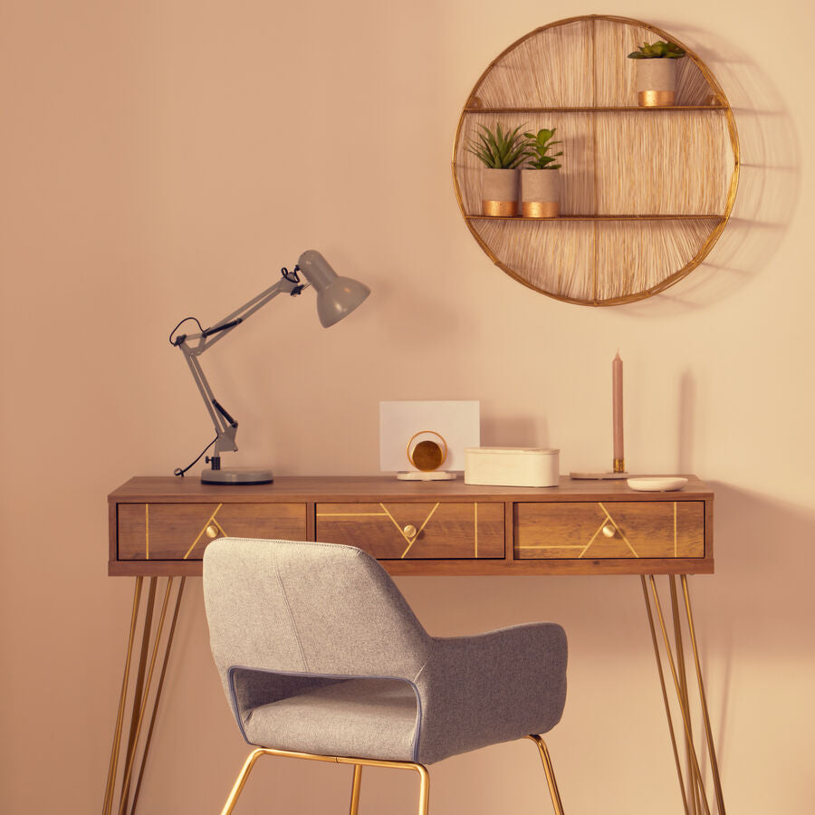 Enzo Gold Finish Wire Round Wall Shelf