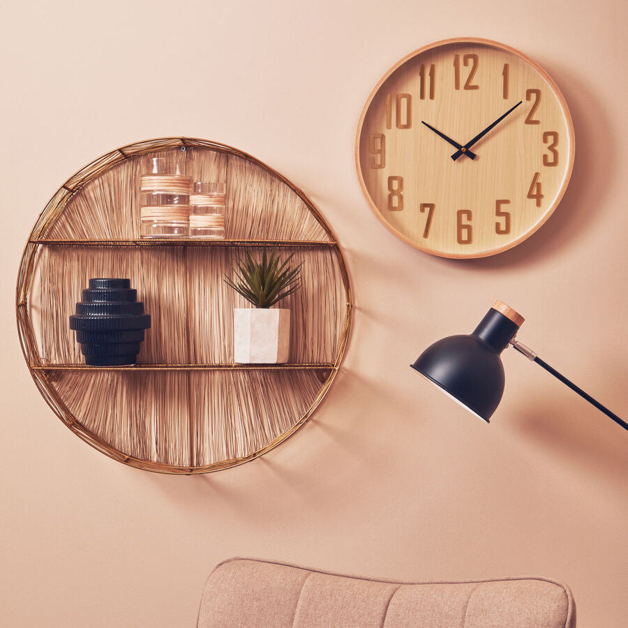 Enzo Gold Finish Wire Round Wall Shelf
