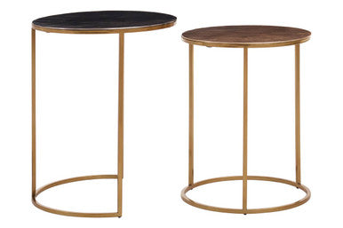 Amira Gold and Zinc Finish Set of 2 Nesting Tables