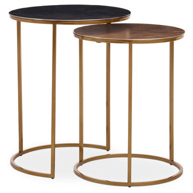 Amira Gold and Zinc Finish Set of 2 Nesting Tables