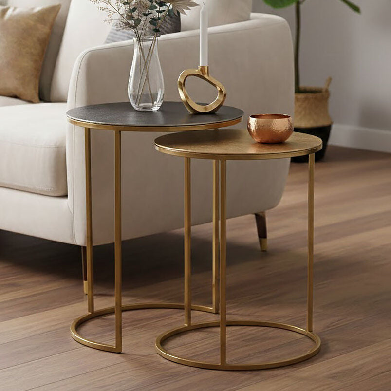 Amira Gold and Zinc Finish Set of 2 Nesting Tables