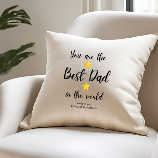 Personalised Best Dad Stars Cushion – Birthday Father's Day Gift