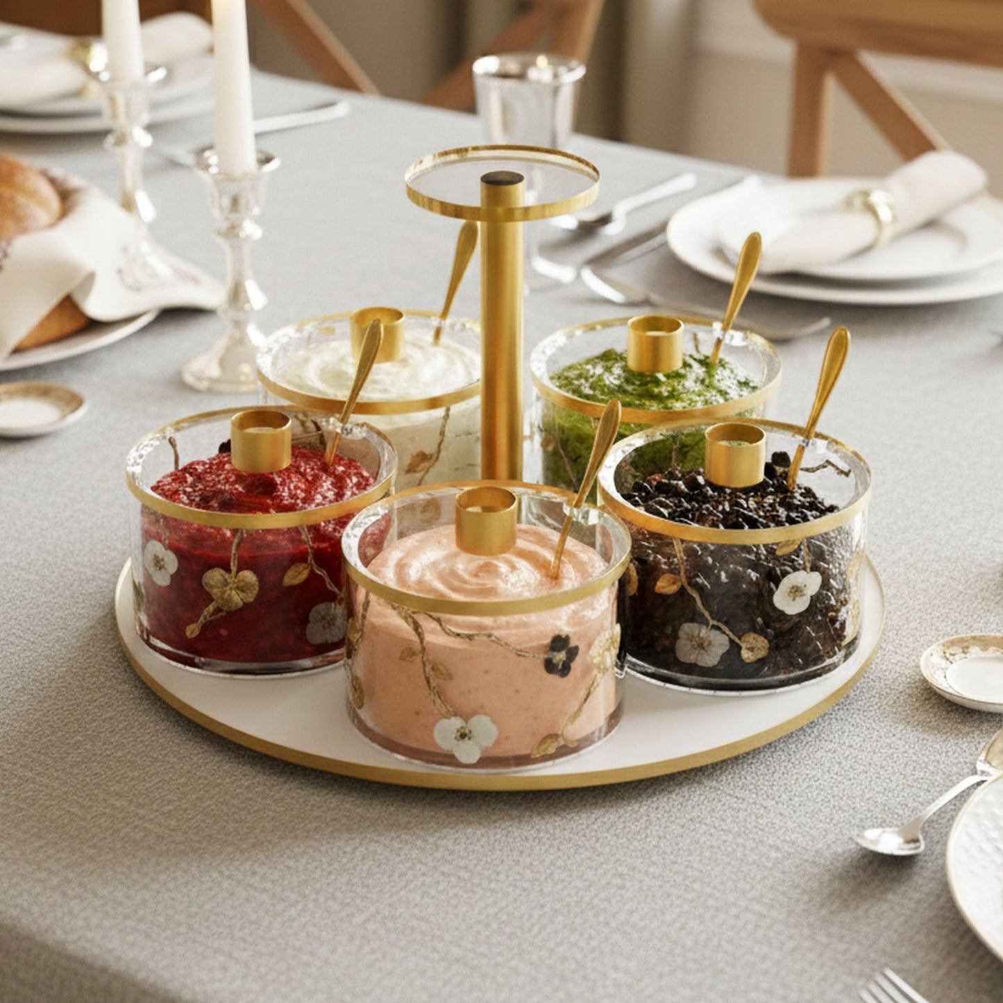 Ornate Garden Swivel Dip Dish (3 Dishes)