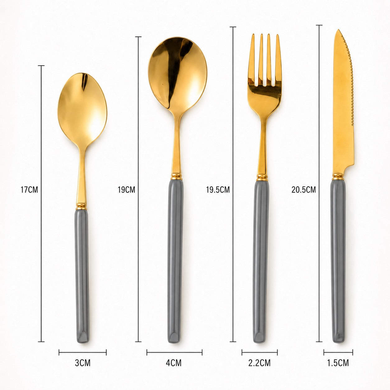 Marlowe 16-Piece Gold Cutlery Set – Pearl Grey
